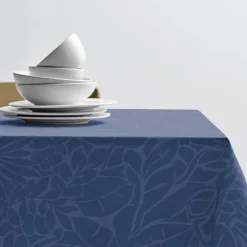 Södahl Abstract Leaves dug damask blå 140x270 cm