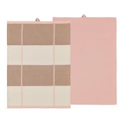 Södahl Blocks viskestykke rosa 2 stk 50x70 cm