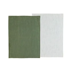 Södahl Organic Line viskestykke 2 stk. olive/white 50x70 cm