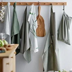 Södahl Organic Line viskestykke 2 stk. olive/white 50x70 cm