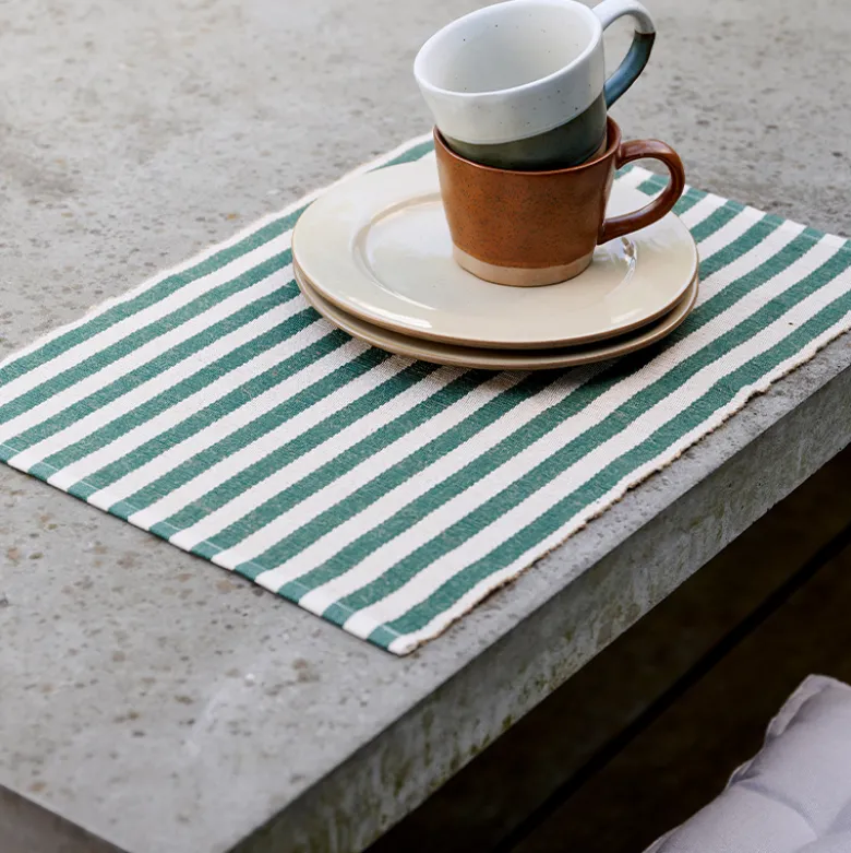 Södahl Statement Stripe dækkeserviet green 2 stk. 33x48 cm