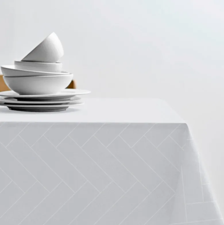 Södahl Tiles Damask dug optisk hvid 140x320 cm