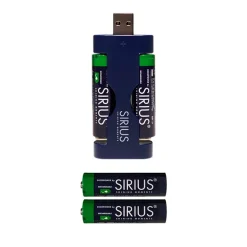 Sirius DecoPower USB charger inklusiv 4 x AA batterier