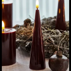 Sirius Sille Lak LED keglelys bordeaux H 17 cm