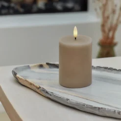 Sirius Sille LED bloklys karamel Ø 7,5 cm H 10 cm