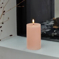 Sirius Sille LED bloklys lyserød Ø 7,5 cm H 12,5 cm