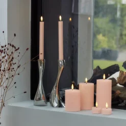 Sirius Sille LED bloklys lyserød Ø 7,5 cm H 12,5 cm