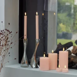 Sirius Sille LED bloklys lyserød Ø 7,5 cm H 15 cm
