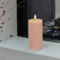 Sirius Sille LED bloklys lyserød Ø 7,5 cm H 15 cm