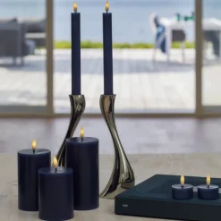 Sirius Sille LED bloklys mørkeblå Ø 7,5 cm H 10 cm