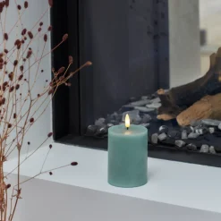 Sirius Sille LED bloklys olivengrøn Ø 7,5 cm H 10 cm