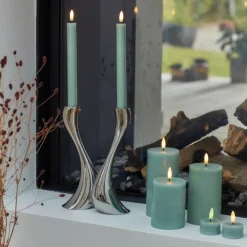 Sirius Sille LED bloklys olivengrøn Ø 7,5 cm H 12,5 cm