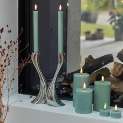 Sirius Sille LED bloklys olivengrøn Ø 7,5 cm H 15 cm