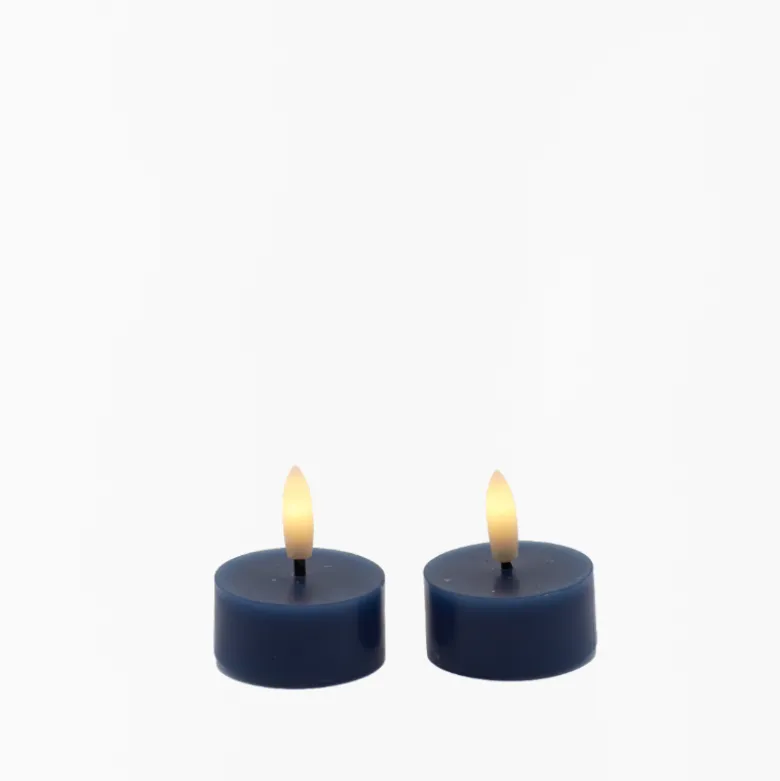 Sirius Sille LED fyrfadslys mørkeblå Ø 4,5 cm H 2,2 cm 2 stk.