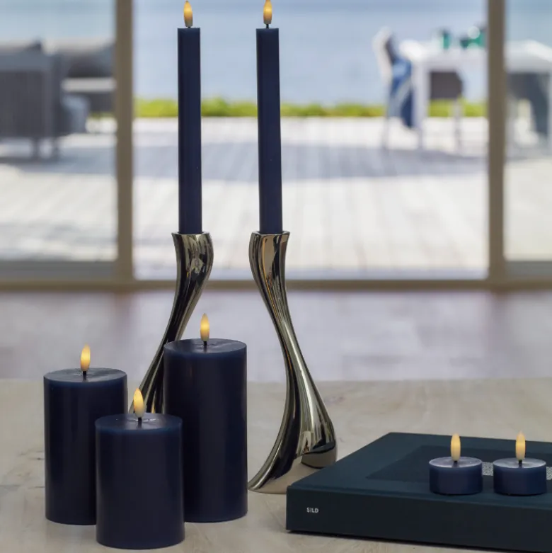 Sirius Sille LED fyrfadslys mørkeblå Ø 4,5 cm H 2,2 cm 2 stk.