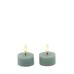 Sirius Sille LED fyrfadslys olivengrøn Ø 4,5 cm H 2,2 cm 2 stk.