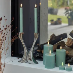Sirius Sille LED fyrfadslys olivengrøn Ø 4,5 cm H 2,2 cm 2 stk.