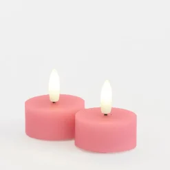 Sirius Sille LED-fyrfadslys rosa 2 stk. Ø 4,5 cm H 2,2 cm