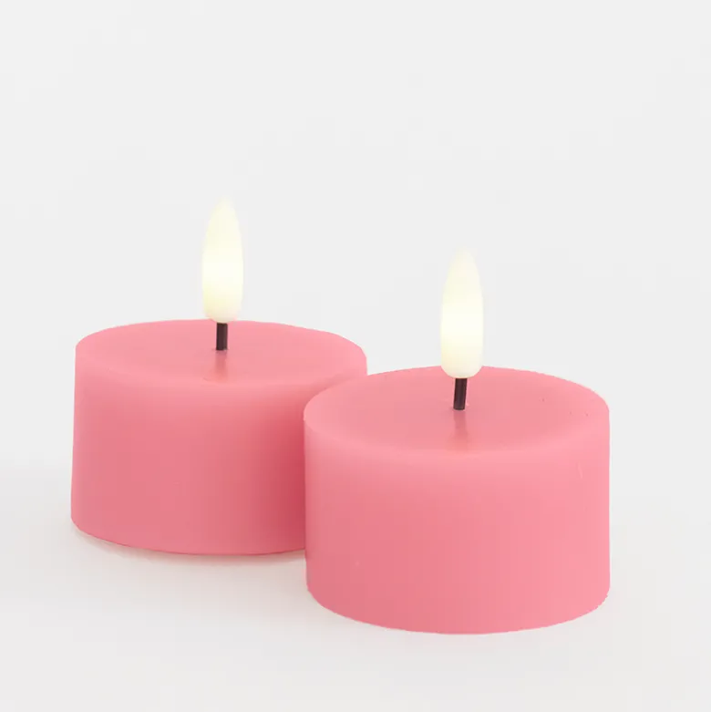 Sirius Sille LED-fyrfadslys rosa 2 stk. Ø 6 x 3,4 cm