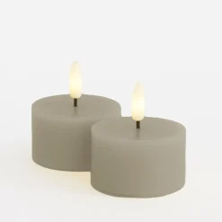 Sirius Sille LED-fyrfadslys varm grå 2 stk. Ø 6x3,4 cm