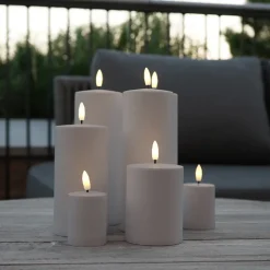 Sirius Sille LED-fyrfadslys varm grå 2 stk. Ø 6x3,4 cm