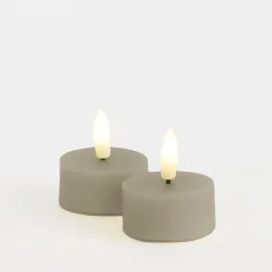Sirius Sille LED-fyrfadslys varm grå 2 stk. Ø 4,5 cm H 2,2 cm