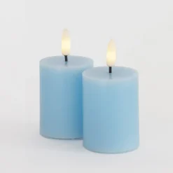 Sirius Sille Mini LED-bloklys lyseblå 2 stk. Ø 5x6,5 cm