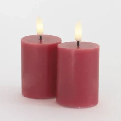 Sirius Sille Mini LED-bloklys rosa 2 stk. Ø 5x6,5 cm