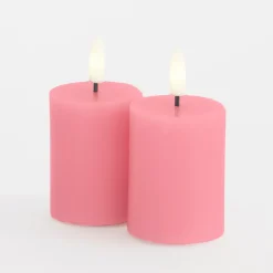Sirius Sille mini LED-bloklys lyserød 2 stk. Ø 5 x H 6,5 cm