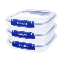 Sistema Square Klip It Plus opbevaringssæt 3 stk. 520ml