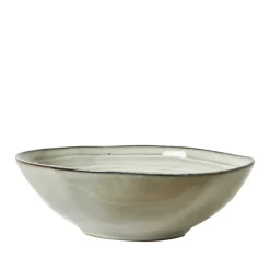Skål lysegrå blank stentøj 19,8x6,4 cm