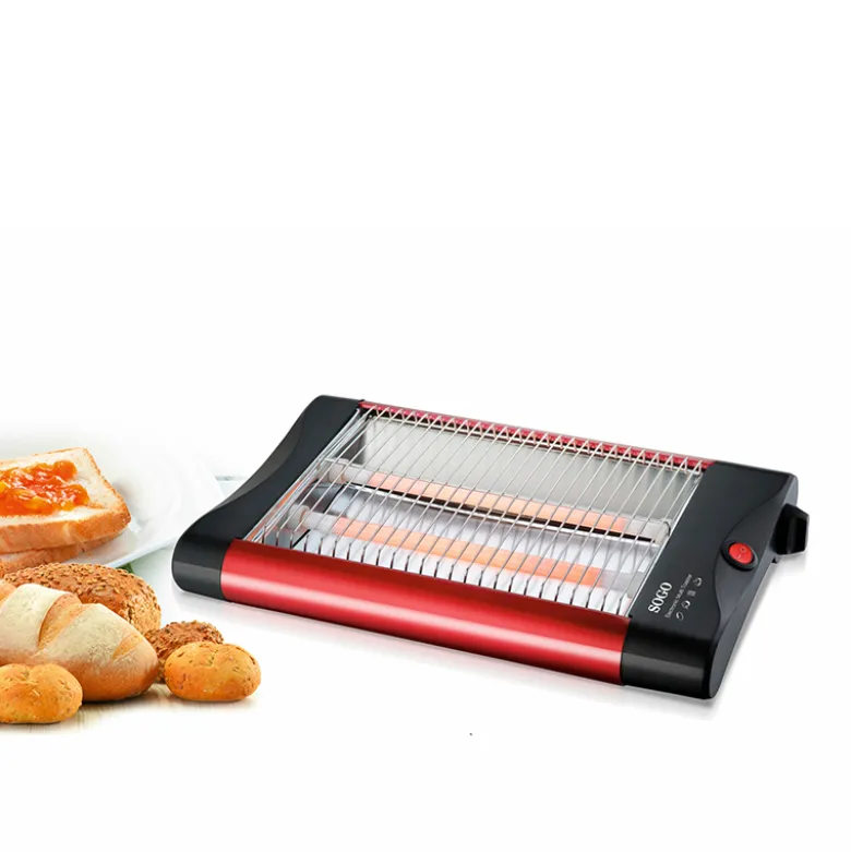 Sogo 4-slice flad brødrister rød/sort 600 watt