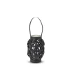 Solar solcellelanterne sort rattan H 24,5 cm