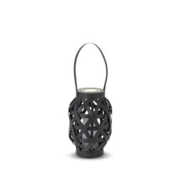 Solar solcellelanterne sort rattan H 24,5 cm