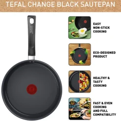 Tefal Change sauterpande sort Ø 24 cm med låg