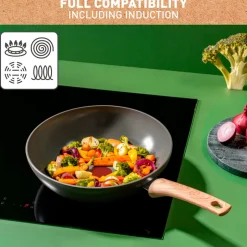 Tefal Renew wokpande med keramisk belægning grå 28 cm