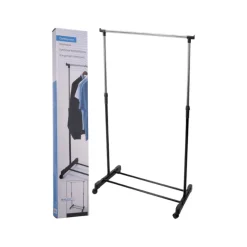 Tøjstativ med 4 hjul justerbart sort 80x43xH90-160 cm