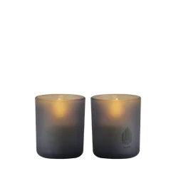 UYUNI LED lys i glas grå H 7 cm 2 stk.
