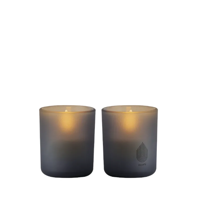 UYUNI LED lys i glas grå H 7 cm 2 stk.