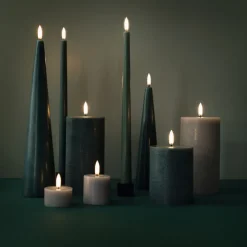 Uyuni Lighting LED bloklys pine green rustic H 10,1 cm