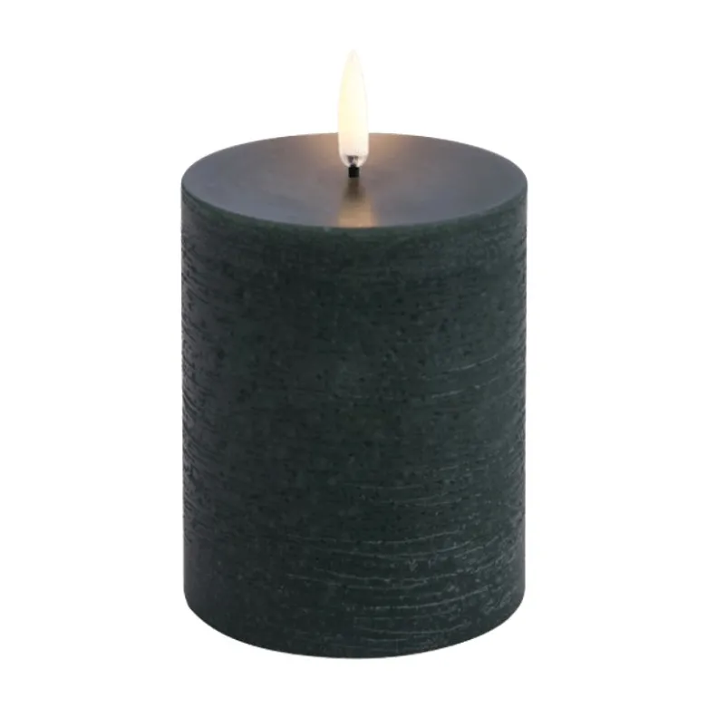 Uyuni Lighting LED bloklys pine green rustic H 10,1 cm
