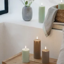 Uyuni Lighting LED bloklys støvet grøn H 10 cm