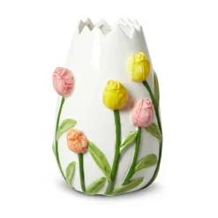 Vase tulipan hvid H 17 cm
