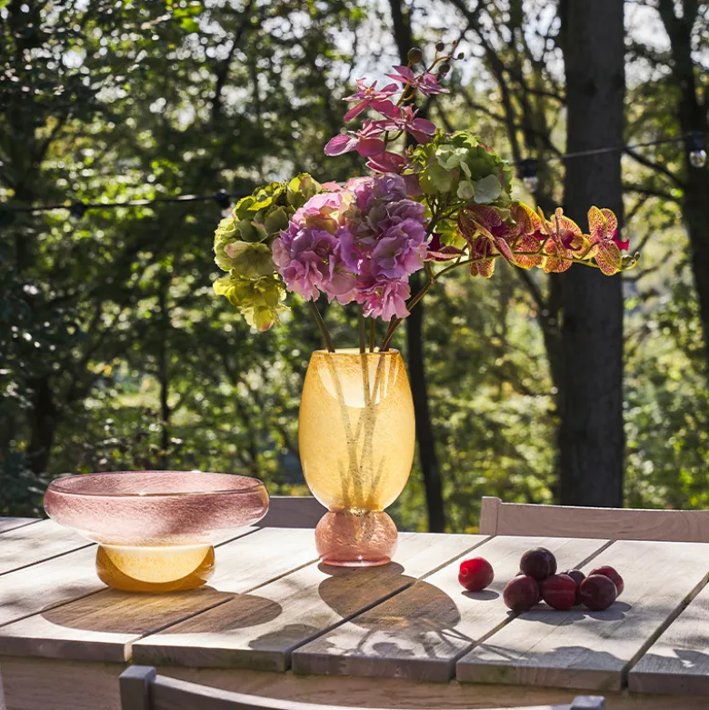 Villa Collection Styles skål rosa/gul glas 30 x 13 cm