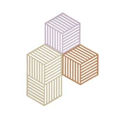 Zone Hexagon bordskåner 3 stk. lupine/warm sand/light terracotta