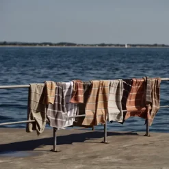 Zone Sauna håndklæde grå/blå/lysegrå 50x100 cm