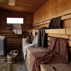 Zone Sauna håndklæde grå/blå/lysegrå 70x140 cm