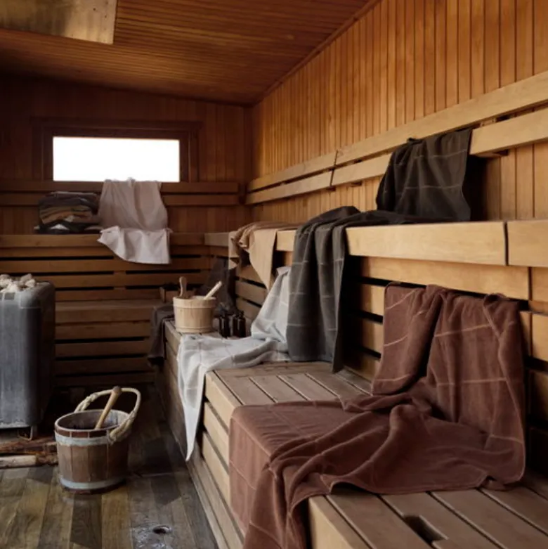 Zone Sauna håndklæde grå/blå/lysegrå 70x140 cm