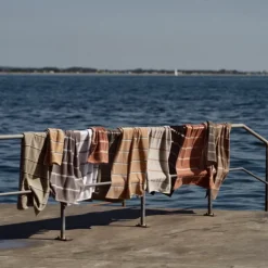 Zone Sauna håndklæde grå/grøn/sand 50x100 cm