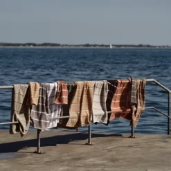 Zone Sauna håndklæde grøn/taupe/blå 50x100 cm